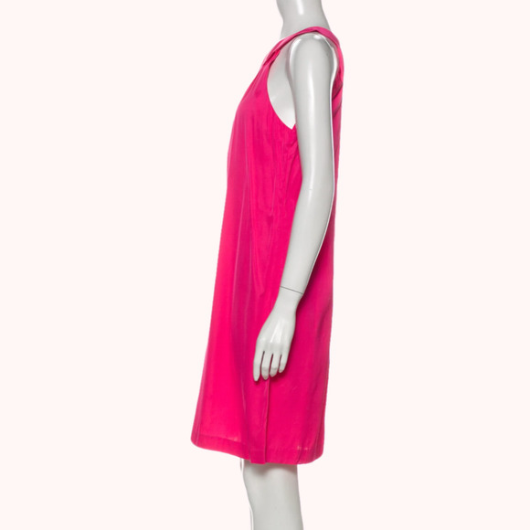 THEORY Crew Neck Neon Pink Mini Dress - Picture 2 of 6